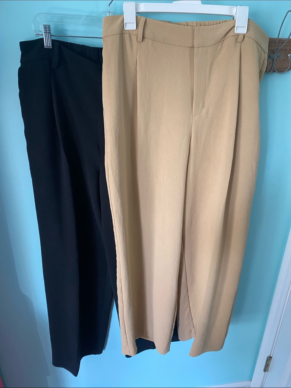 TWO PAIR dress pants size 16 a new day wide leg, pockets in Black and Tan